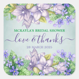 Sticker Carré Fête des mariées Mariage Printemps Aquarelle Viole