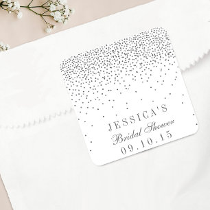 Sticker Carré Fête des mariées vintage Glam Silver Confetti
