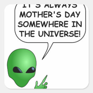 Sticker Carré Fête des mères Aliens