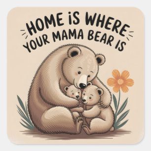 Sticker Carré Fête des Mères Mère Mama Bear