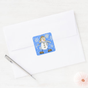 Sticker Carré Fête des neiges Blue Snowflake