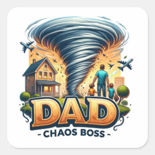 Sticker Carré Fête des pères Papa Chaos Boss