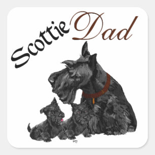 Sticker Carré Fête des Pères Scottish Terrier