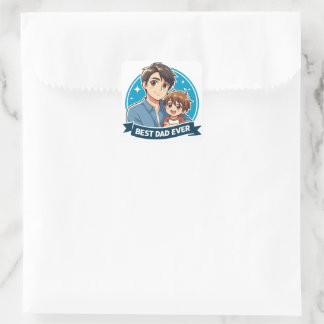 Sticker Carré Fête des pères - Un père et son fils