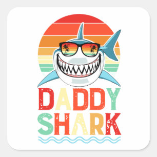 Sticker Carré Fête des pères Vintage de requins papa Photo