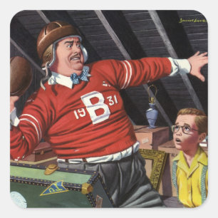 Sticker Carré Fête des pères vintage, Sports Football papa et so