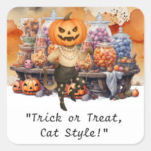 Sticker Carré Fête d'Halloween pour les amoureux de chats siamoi