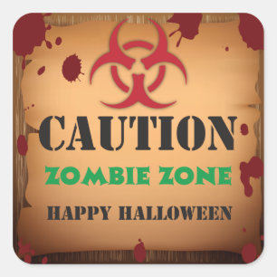 Sticker Carré Fête d'Halloween Virus Zombie