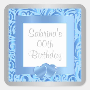 Sticker Carré Fête du 00e anniversaire   Texte do-it-yourself   
