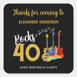 Sticker Carré Fête du 40e anniversaire Rocks 40 Merci