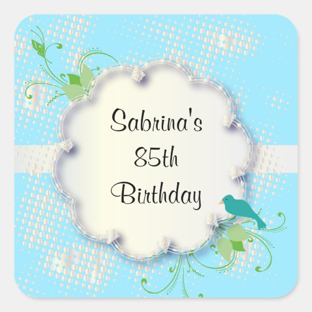 Sticker Carré Fête du 85e anniversaire | Texte do-it-yourself (Devant)