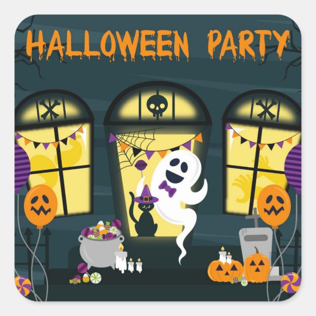 Sticker Carré Fête du Halloween (Devant)
