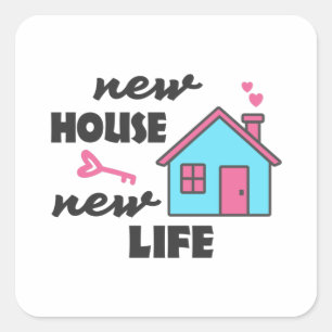 Sticker Carré Fête du réchauffement de la maison Nouvelle maison