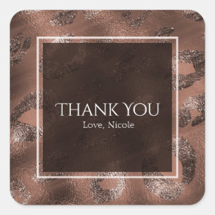 Sticker Carré Fête Empreinte de léopard Mocha Bronze Favoriser