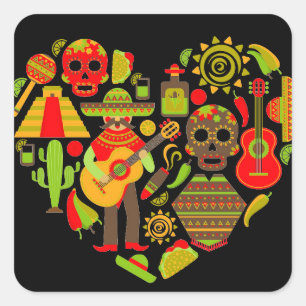 Sticker Carré Fête mexicaine des morts Mexique
