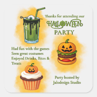 Sticker Carré Fête moderne de Halloween d'entreprise mignonne