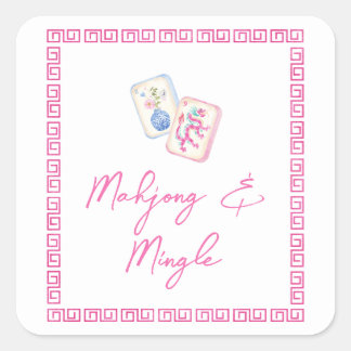 Sticker Carré Fête Pastel Aquarelle Mahjong & Mingle