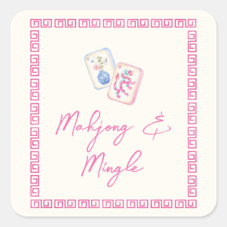 Sticker Carré Fête Pastel Aquarelle Mahjong & Mingle