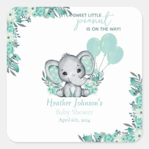 Sticker Carré Fête prénatale neutre éléphant