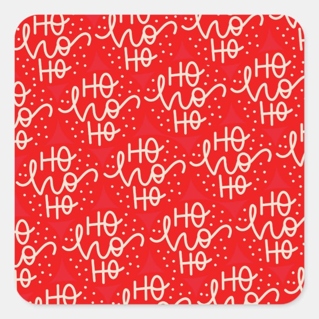 Sticker Carré Fête rouge Ho Ho Ho Noël (Devant)