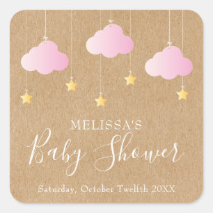 Sticker Carré Fête / Sprinkle Rose Bébé Fille Twinkle Twinkle