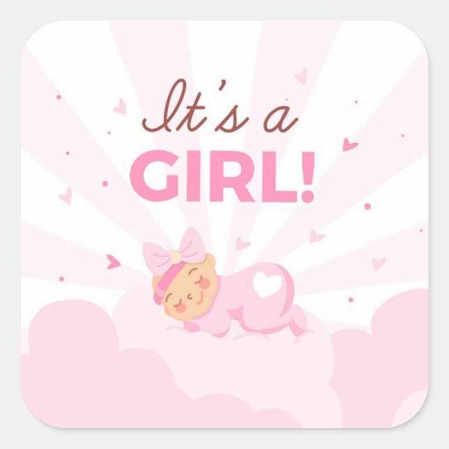 Sticker Carré Fêter c'est une fille (Devant)