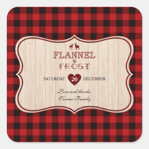 Sticker Carré Fêtes de Noël de Flannel et de Lumberjack Frost