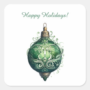 Sticker Carré Fêtes de Noël vert et blanc sur mesure