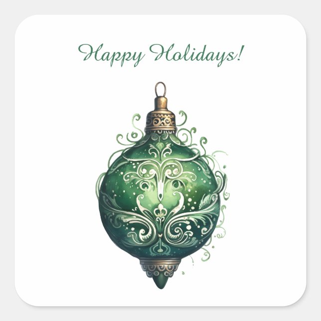 Sticker Carré Fêtes de Noël vert et blanc sur mesure (Devant)