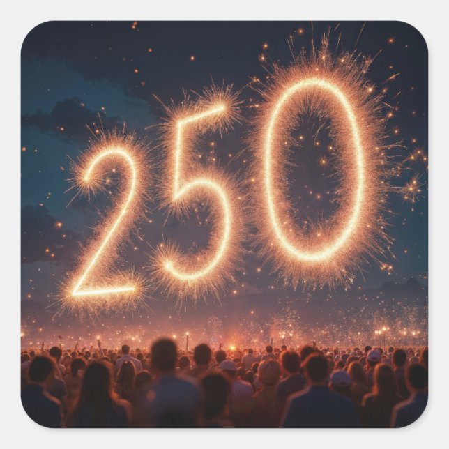 Sticker Carré Feu d'artifice du 250e anniversaire (Devant)