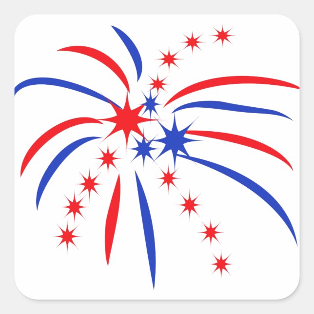 Sticker Carré Feu d'artifice patriotique (Devant)