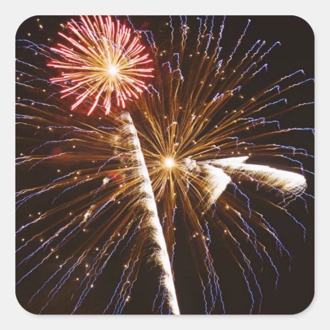 Sticker Carré Feu d'artifice sur la rivière Savannah (Devant)