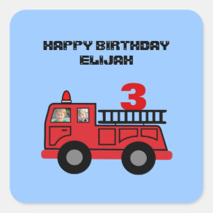 Sticker Carré Feu rouge Camion enfant's Birthday Photo Party