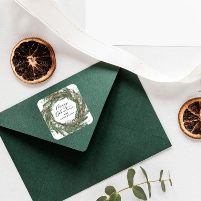 Sticker Carré Feuillage minimal moderne feuillage vert d'hiver f (Créateur téléchargé)