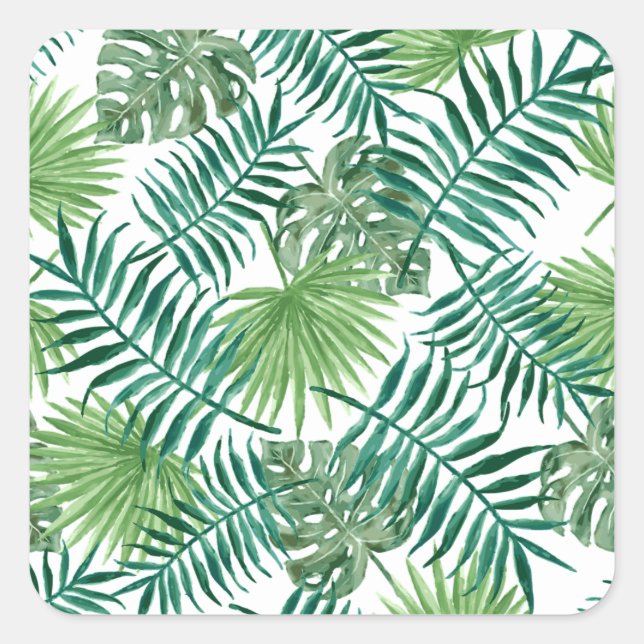 Sticker Carré Feuille cadeau, plante, paume, vert, arrière - pla (Devant)