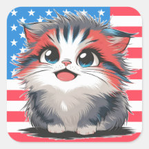 Feuille d'autocollants 4 juillet Cute Kitten
