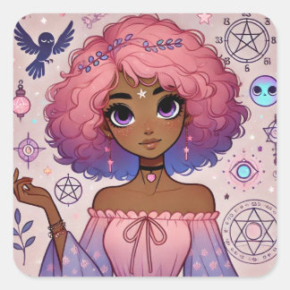 Sticker Carré Feuille d'autocollants Aura Dream Rose
