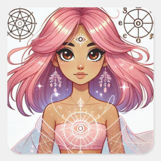 Sticker Carré Feuille d'autocollants Aura Dream Rose