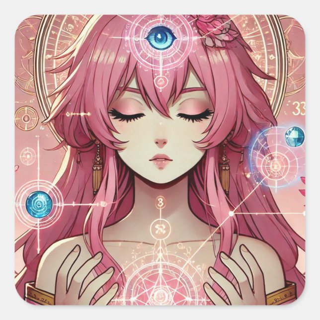 Sticker Carré Feuille d'autocollants Aura Dream Rose (Devant)