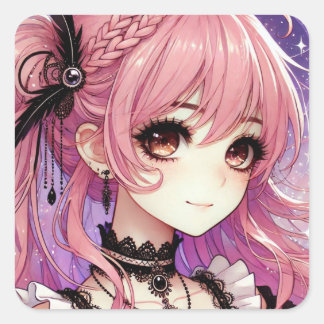Sticker Carré Feuille d'autocollants Aura Dream Rose