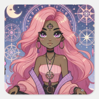 Sticker Carré Feuille d'autocollants Aura Dream Rose