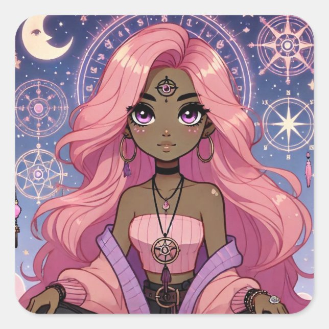 Sticker Carré Feuille d'autocollants Aura Dream Rose (Devant)