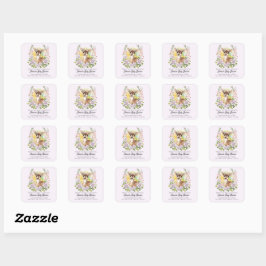 Sticker Carré Feuille d'autocollants de Baby shower de cerfs de 