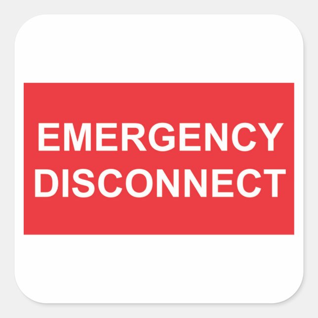 Sticker Carré Feuille d'autocollants de déconnexion d'urgence (Devant)