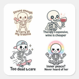 Sticker Carré Feuille d'autocollants de fantôme Kawaii Ensembl