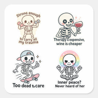 Sticker Carré Feuille d'autocollants de fantôme Kawaii | Ensembl