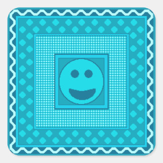 Sticker Carré Feuille d'autocollants Smile Tile en sarcelle