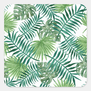 Sticker Carré Feuille de cadeau, plante, paume, vert, fond