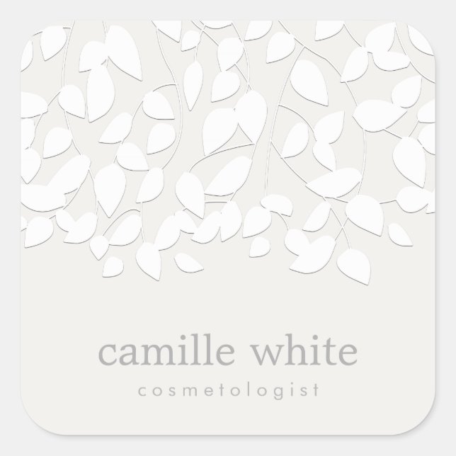 Sticker Carré Feuille de l'apparence blanche moderne (Devant)