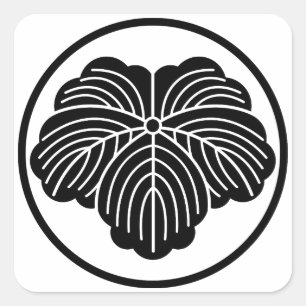 Sticker Carré Feuille de lierre dans un anneau filiforme